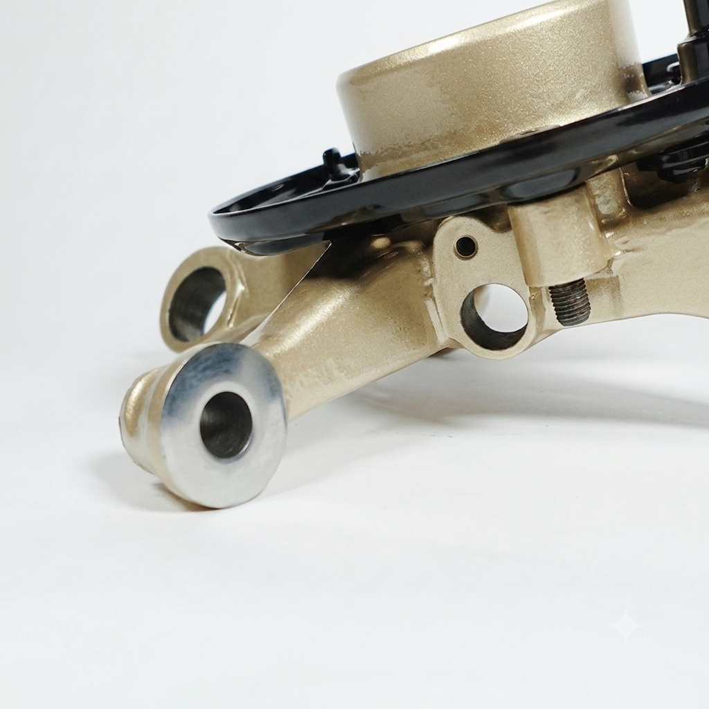 Close-up — ball joint and traction arm mounts