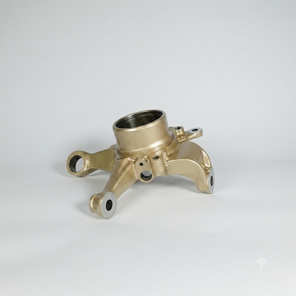 Rebuilt knuckle, three-quarter view